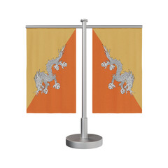Table Stand with flags Bhutan 3d illustration