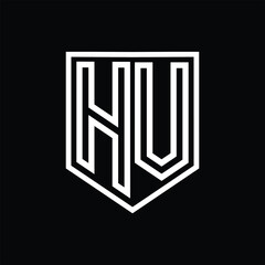HV Letter Logo monogram shield geometric line inside shield isolated style design
