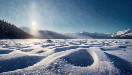 snowy landscape with bright daylight