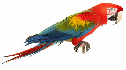Red macaw parrot on a white background