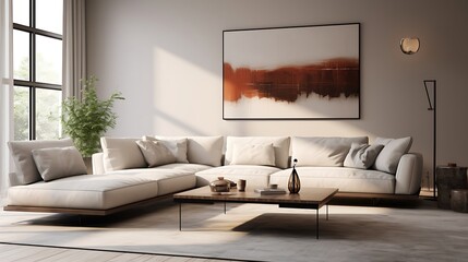 A contemporary living room with a modular sofa centered around a sleek coffee table
