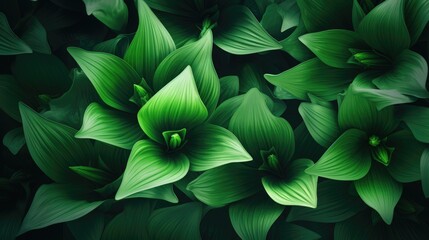 Background of green leaves of a lily flower. Juicy bright foliage.Texture of large leaves. Beauty is in nature.