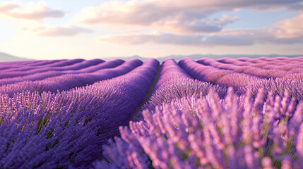 Very beautiful lavender field on a bright day