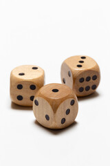 Three wooden dice