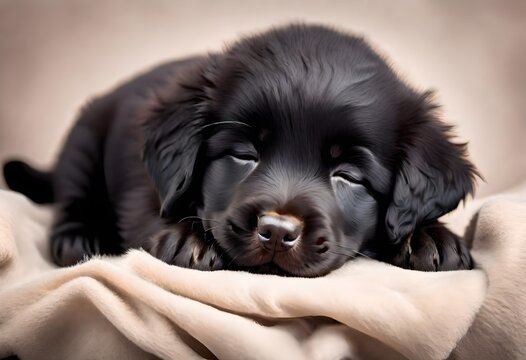 sleeping retriever puppy isolated on transparent background