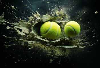 AI-generated illustration of two tennis balls thrown in water