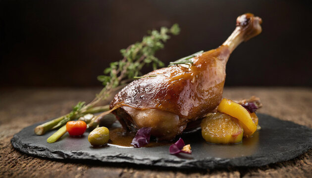 Cuisse de canard et l&eacute;gumes  - IA g&eacute;n&eacute;rative