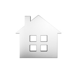 Silver house silhouette icon isolated on white background. Real estate concept. 3D Rendering