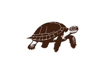Turtle logo icon vector premium silhouette design brown turtle