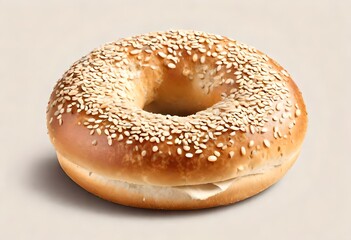 fresh bagel with sesame seeds isolated on transparent background