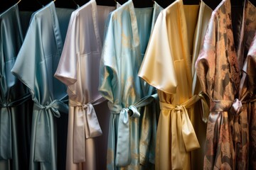 Silk Robes: Close-ups of silky spa robes.