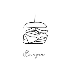 hand drawn hamburger burger icon illustration. fast food icon