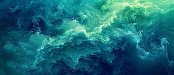 Fototapeta na wymiar Soothing Green Blue Waves