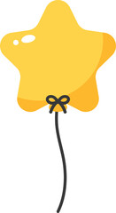 Colorful yellow star shaped balloon illustration. Baby and kids party decoration.
