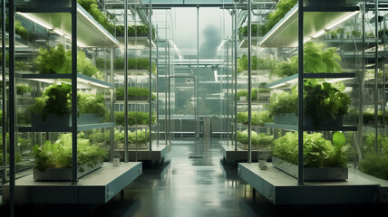 Organic vertical farming, Vegetable hydroponic system.