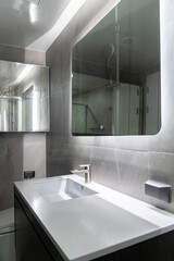 View of the renovated bathroom in the apartment