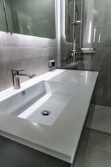 View of the renovated bathroom in the apartment