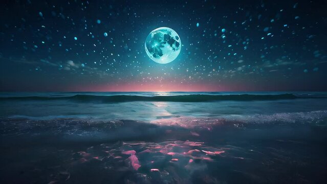 Moonlit Night Over the Ocean