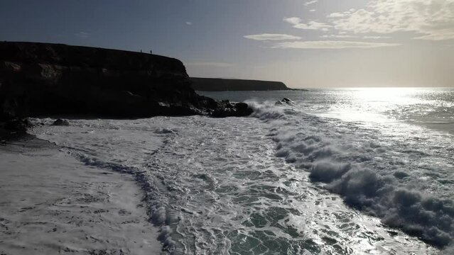 Fuerteventura, Canary islands. Coastline and beach in a tourist town.