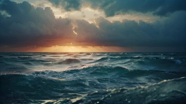 Seascape with Dramatic Storm and Serene Sunset