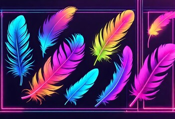 neon theme feather, Instagram story, background or banner