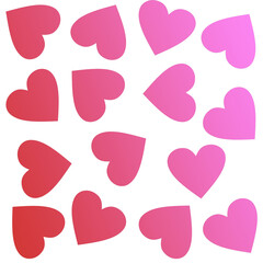 Seamless pattern of hearts. Pink hearts on a white background.