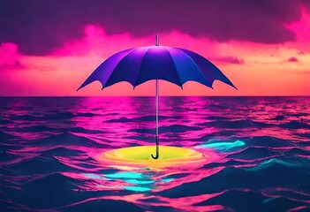 neon theme umbrella, Instagram story, background or banner