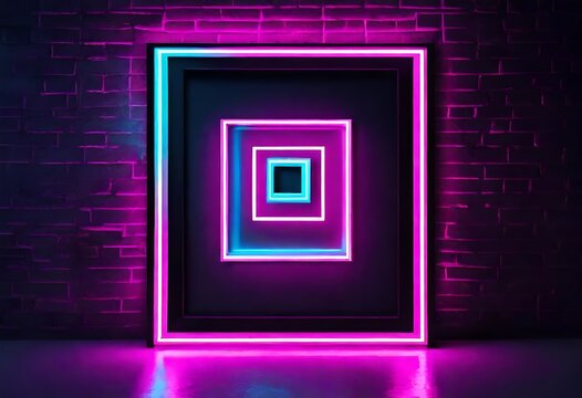 neon theme frame, Instagram story, background or banner
