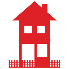 Red Real Estate Icon Isolated on White