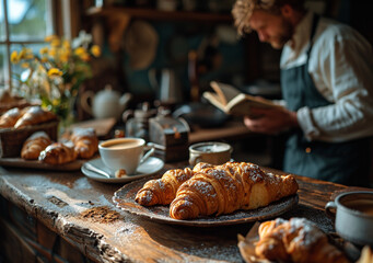 A cafe where you want to drink aromatic coffee and eat a fresh, crisp croissant.