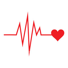 Red heartbeat icon. Heartbeat sign in flat design. Vector illustration. eps 10