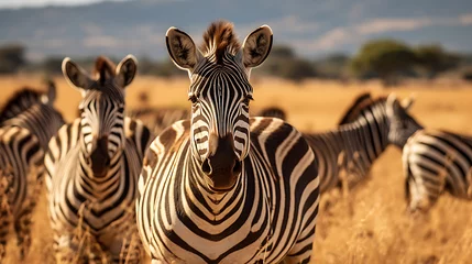 Foto op Canvas A group of zebras grazing. © Muhammad