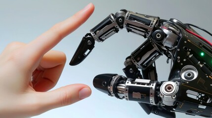 Robot finger making contact with human finger