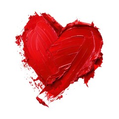 Red Lipstick Swatch Shaped in a Heart on a White Background
