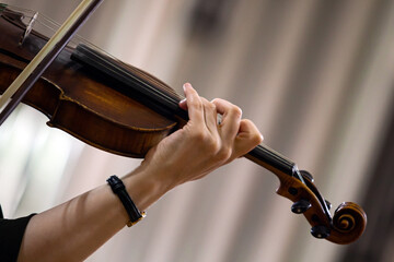  Hand of a woman playing the violin - 733001371
