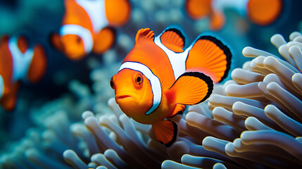 Fototapeta na wymiar Clownfish in an anemone.
