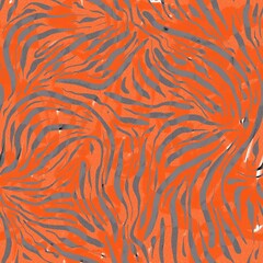 Seamless abstract geometric pattern. Simple background in orange and grey colors. Digital textured background. Lines, spots. Design for textile fabrics, wrapping paper, background, wallpaper, cover.
