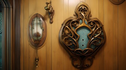 Art Nouveau-themed key holder in a room with organic shapes