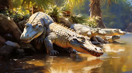Rucksack Crocodiles basking in the sun. © Muhammad