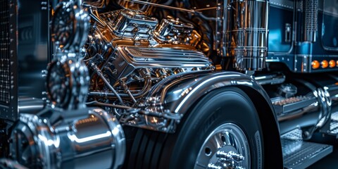 Photorealistic Image of a truck Engine - obrazy, fototapety, plakaty