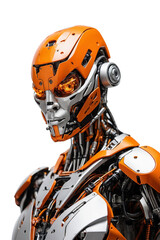 The robot looks sideways, isolated on a transparent background. AI generative