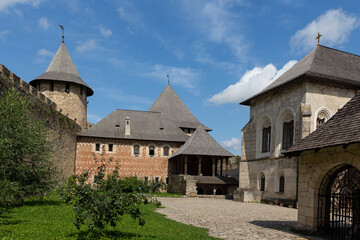 Fototapeta na wymiar The courtyard of the historical Khotyn Fortress. Ukraine