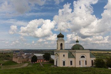 View of the historical Church of Olexander Nevsky in the city of Khotyn. Ukraine