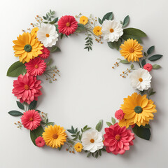 Obraz premium Hand drawn flower,flora wreath, border,frame, on white background, watercolor vintage style for use.