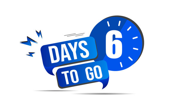 6 day to go last countdown icon. Six day go sale price offer promo deal timer, 6 days only, Countdown left days banner. count time sale. Vector illustration, number of days left badge for sale
