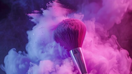 Makeup Brush with Pink and Purple Powder Explosion
