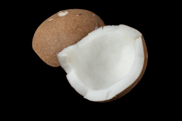 coconut on black background