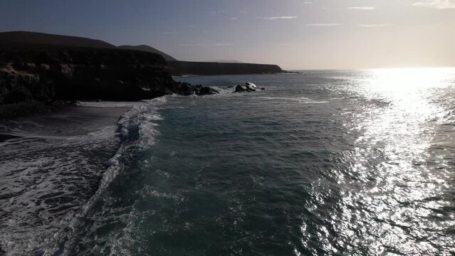 Fuerteventura, Canary islands. Coastline and beach in a tourist town.