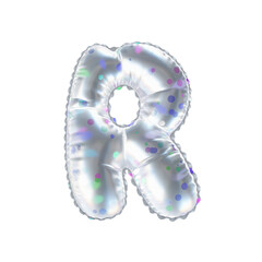 3D polka dot pattern transparent helium balloon letter R