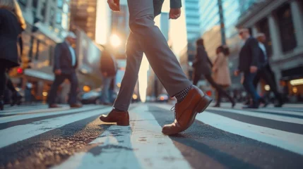 Foto op Plexiglas busy urban professional businesspeople walking in a city street - low angle shot © Salander Studio